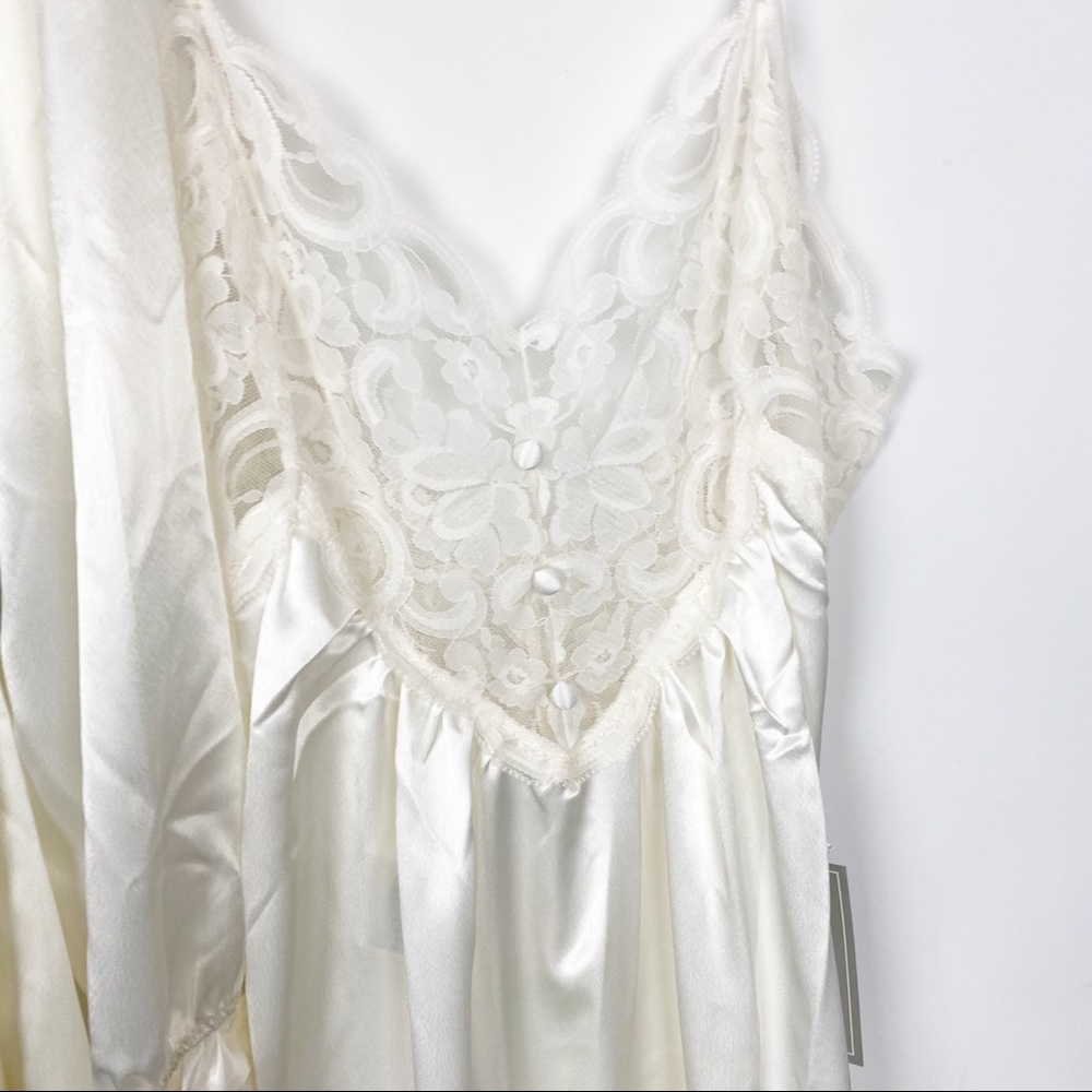 2pc Morgan Taylor Vintage Silky Satin Robe+Gown Set Maxi Small NWT - Picture 4 of 9